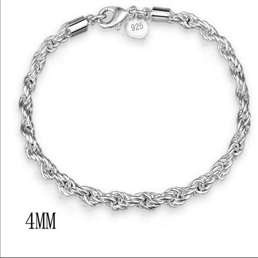 NEW 925 Sterling Silver Twisted Rope Bracelet - Picture 3 of 6